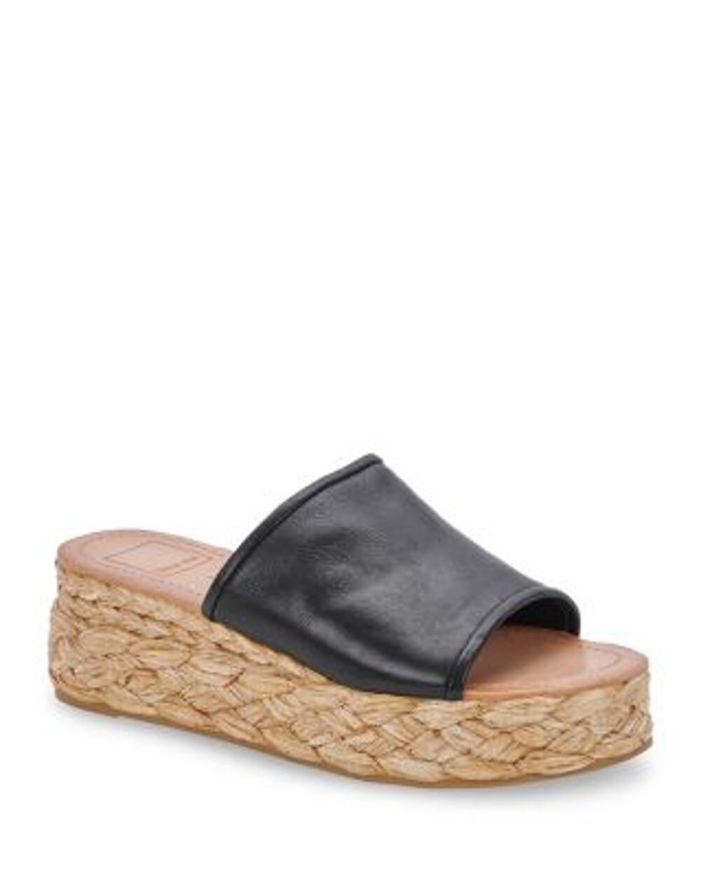 Dolce Vita‎ Women's Pablos Raffia Bottom Slide Platforms Sandals Black Size 9.5